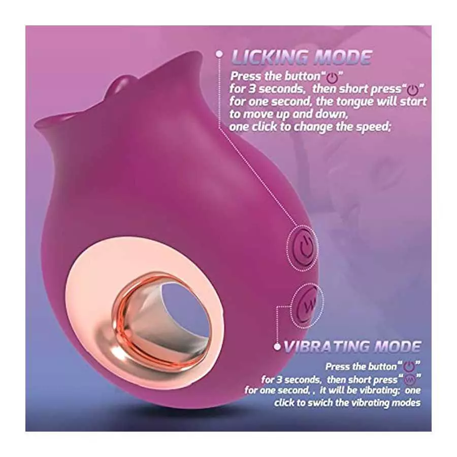 Adult Toys Rose Clitoral Vibrator, Tongue Licking Toy Vibrator with 9 Modes, Rechargeable & Waterproof Adult Sex Toys for Women 
