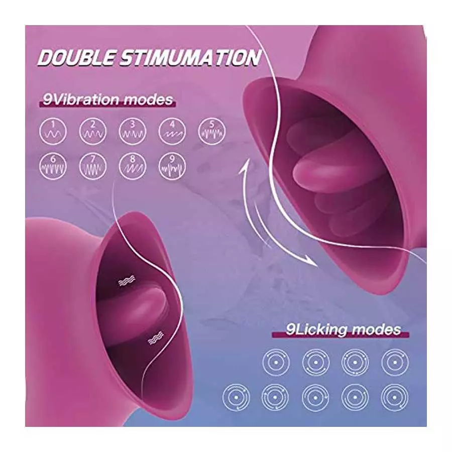 Adult Toys Rose Clitoral Vibrator, Tongue Licking Toy Vibrator with 9 Modes, Rechargeable & Waterproof Adult Sex Toys for Women 