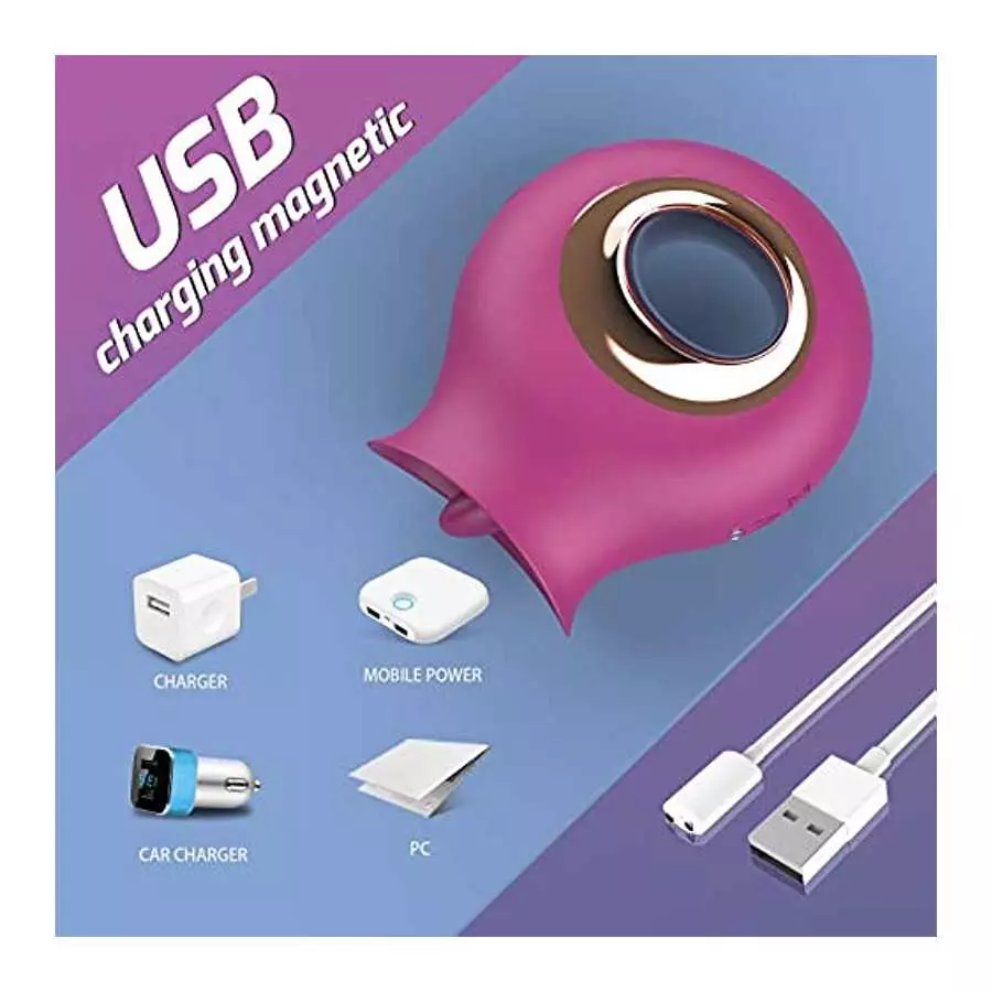 Adult Toys Rose Clitoral Vibrator, Tongue Licking Toy Vibrator with 9 Modes, Rechargeable & Waterproof Adult Sex Toys for Women 