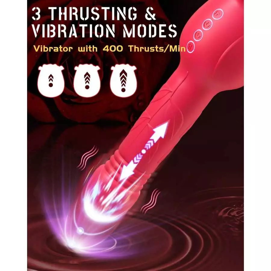 Rose Sex Toys for Women - 4in1 Rose Toy, Rose Sex Stimulator for Women with 2 Sucking Cups, Clitoral Nipple Vibrator with 7 Tong