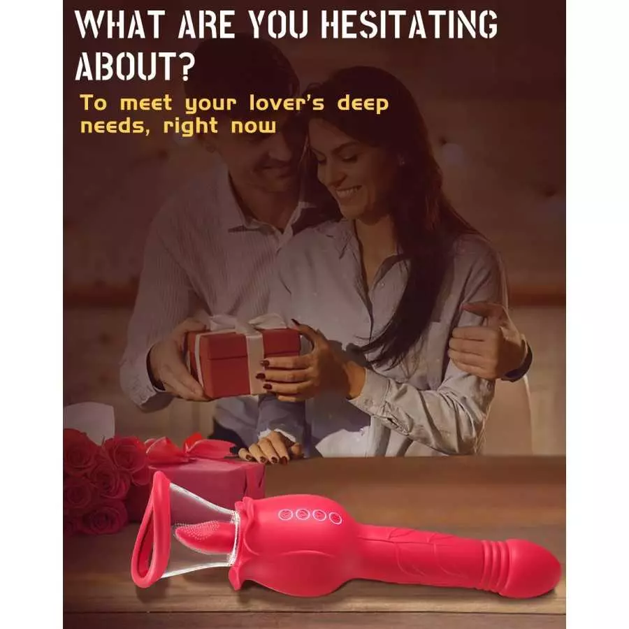 Rose Sex Toys for Women - 4in1 Rose Toy, Rose Sex Stimulator for Women with 2 Sucking Cups, Clitoral Nipple Vibrator with 7 Tong