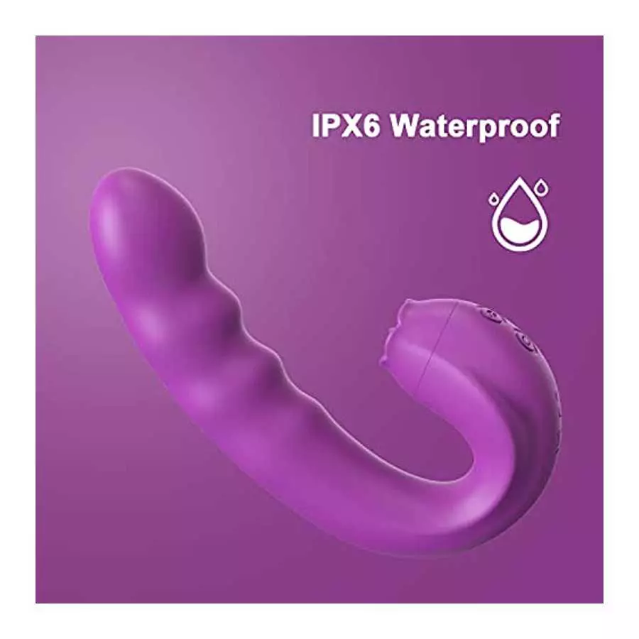 Clitoral Licking Rotating G Spot Vibrator, 3 in 1 Clit Tongue Dildo Vaginal Vibrating Stimulator with 10 Modes, Anal Breast Nipp