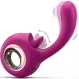Adult Toys, G Spot Dildo Vibrator, 2 in 1 Tongue Licking & Vibrating Rose Sex Stimulator for Women with 9 Modes, Rechargeable Wa