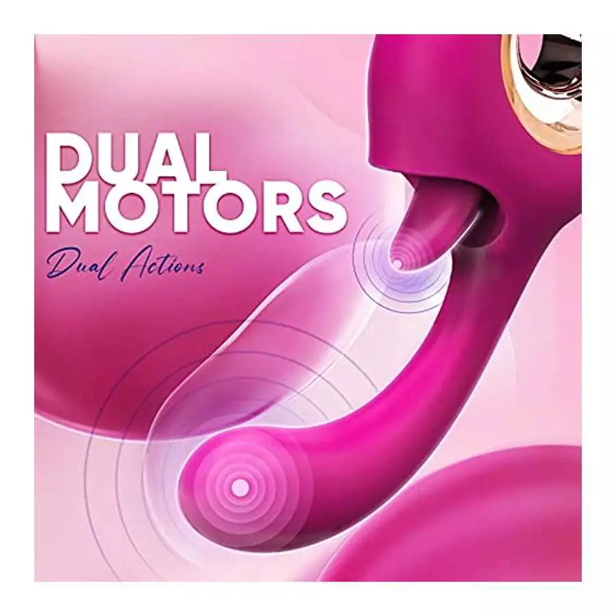 Adult Toys, G Spot Dildo Vibrator, 2 in 1 Tongue Licking & Vibrating Rose Sex Stimulator for Women with 9 Modes, Rechargeable Wa