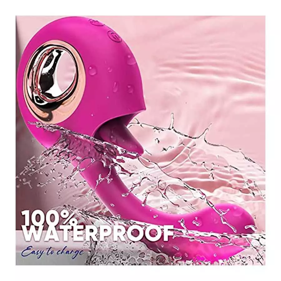 Adult Toys, G Spot Dildo Vibrator, 2 in 1 Tongue Licking & Vibrating Rose Sex Stimulator for Women with 9 Modes, Rechargeable Wa