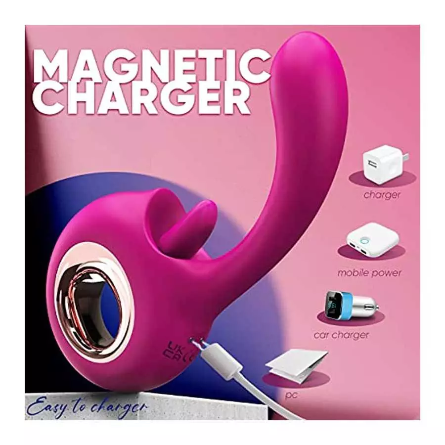 Adult Toys, G Spot Dildo Vibrator, 2 in 1 Tongue Licking & Vibrating Rose Sex Stimulator for Women with 9 Modes, Rechargeable Wa