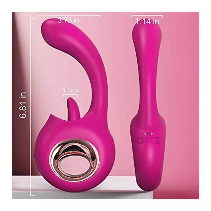Adult Toys, G Spot Dildo Vibrator, 2 in 1 Tongue Licking & Vibrating Rose Sex Stimulator for Women with 9 Modes, Rechargeable Wa