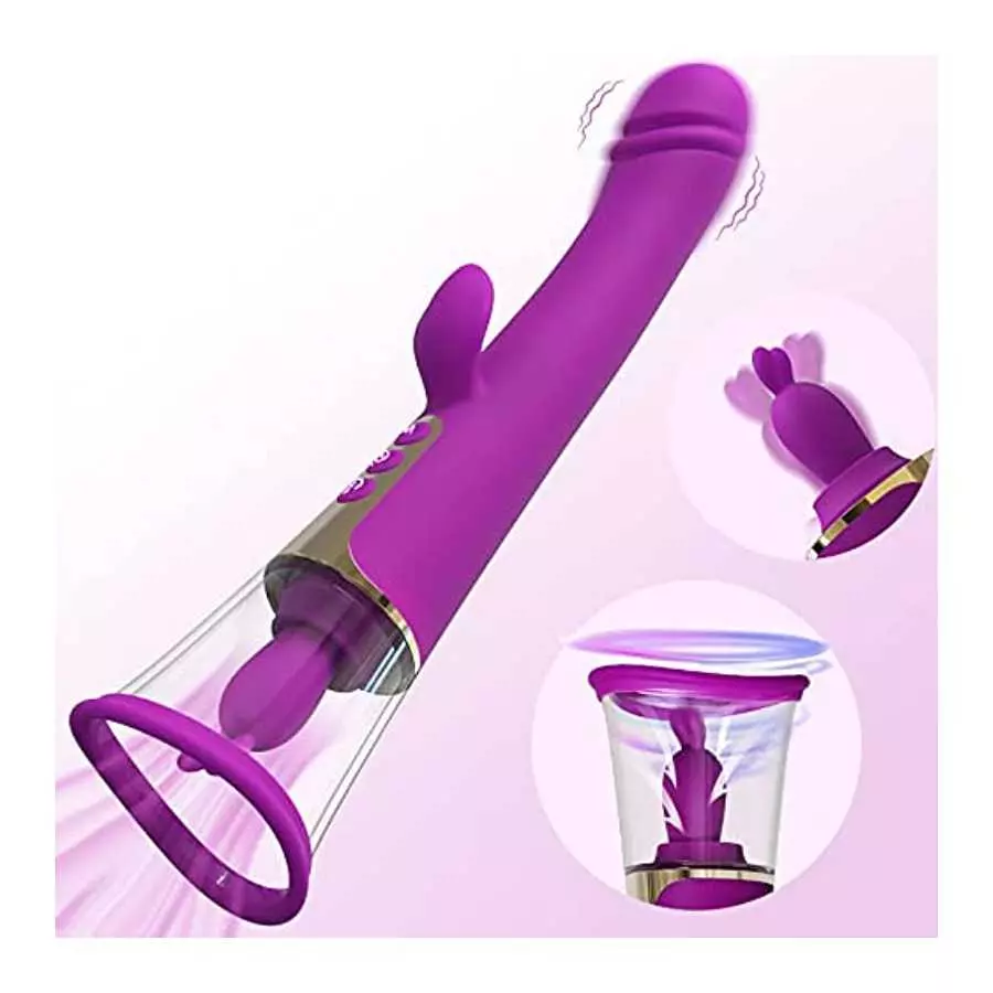 Sucking Sex Toys 3 in1 Adult Toys Rabbit Vibrator with 9 Sucking & 6 Licking & 9 Vibrating Modes Dildo, G Spot Vibrator Nipple C Sucking Sex Toys 3 in1 Adult Toys Rabbit Vibrator with 9 Sucking & 6 Licking & 9 Vibrating Modes Dildo, G Spot Vibrator Nipple C