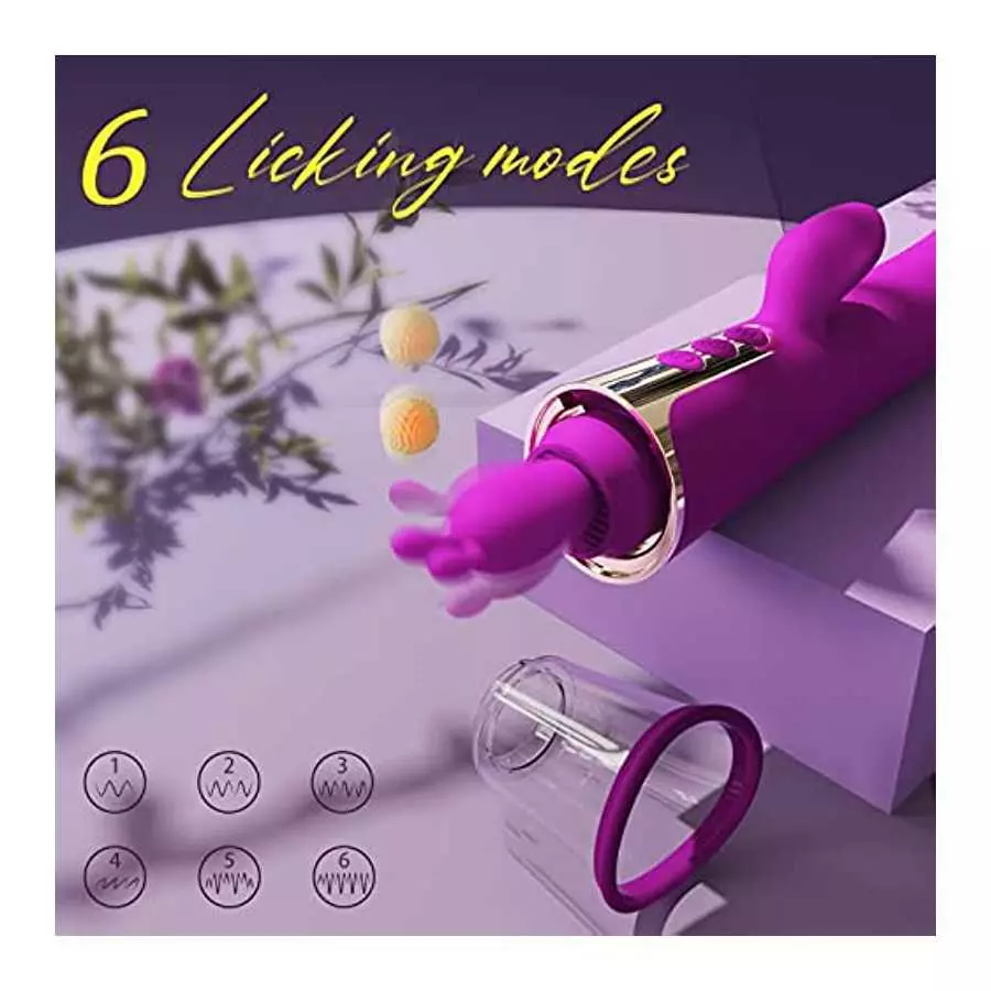 Sucking Sex Toys 3 in1 Adult Toys Rabbit Vibrator with 9 Sucking & 6 Licking & 9 Vibrating Modes Dildo, G Spot Vibrator Nipple C