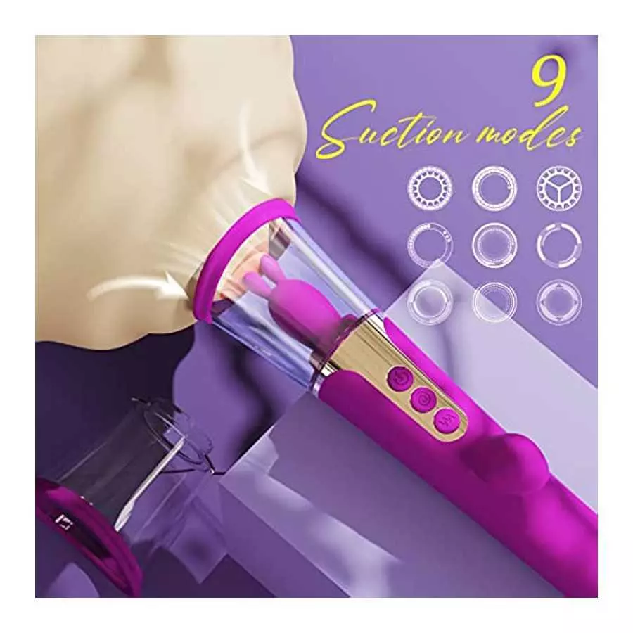 Sucking Sex Toys 3 in1 Adult Toys Rabbit Vibrator with 9 Sucking & 6 Licking & 9 Vibrating Modes Dildo, G Spot Vibrator Nipple C