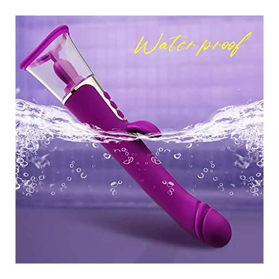 Sucking Sex Toys 3 in1 Adult Toys Rabbit Vibrator with 9 Sucking & 6 Licking & 9 Vibrating Modes Dildo, G Spot Vibrator Nipple C
