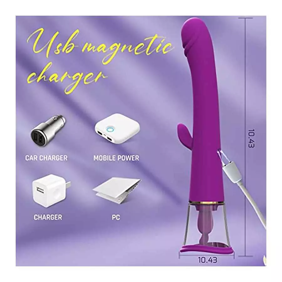 Sucking Sex Toys 3 in1 Adult Toys Rabbit Vibrator with 9 Sucking & 6 Licking & 9 Vibrating Modes Dildo, G Spot Vibrator Nipple C