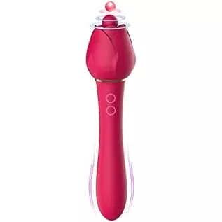 Upgraded Rose Toys Clitoral Licking G Spot Vibrators for Women Clit Nipple Dildo Vibrators Clitoris Stimulator with 5 Licker Pat