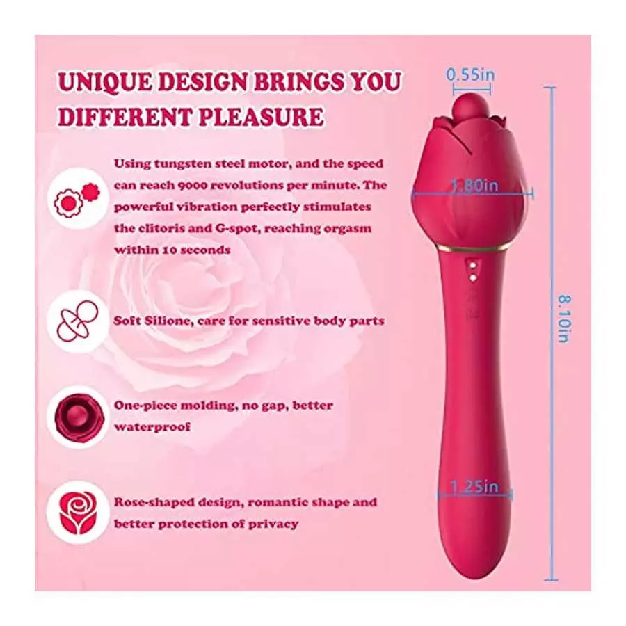 Upgraded Rose Toys Clitoral Licking G Spot Vibrators for Women Clit Nipple Dildo Vibrators Clitoris Stimulator with 5 Licker Pat