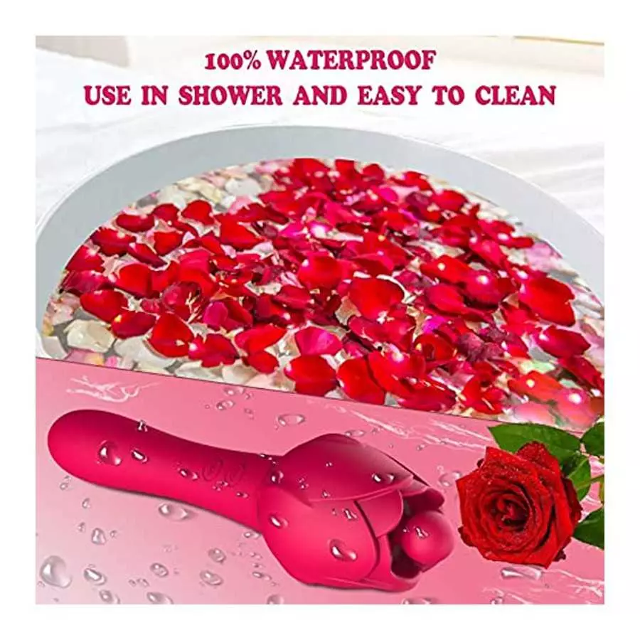 Upgraded Rose Toys Clitoral Licking G Spot Vibrators for Women Clit Nipple Dildo Vibrators Clitoris Stimulator with 5 Licker Pat