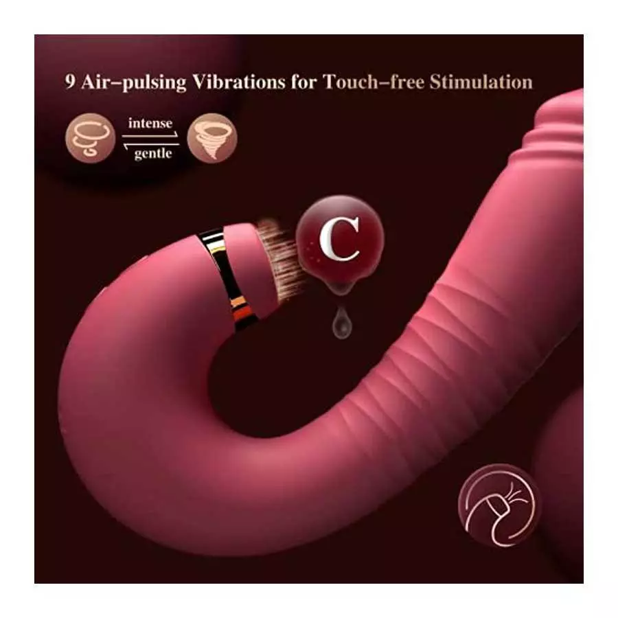 Adult Sex Toys Women Sex Toy - 2in1 Upgrade Thrusting Dildo with 9 Air Pulsing Suctions & 9 Thrusting Vibrator Bullet Vibrating 