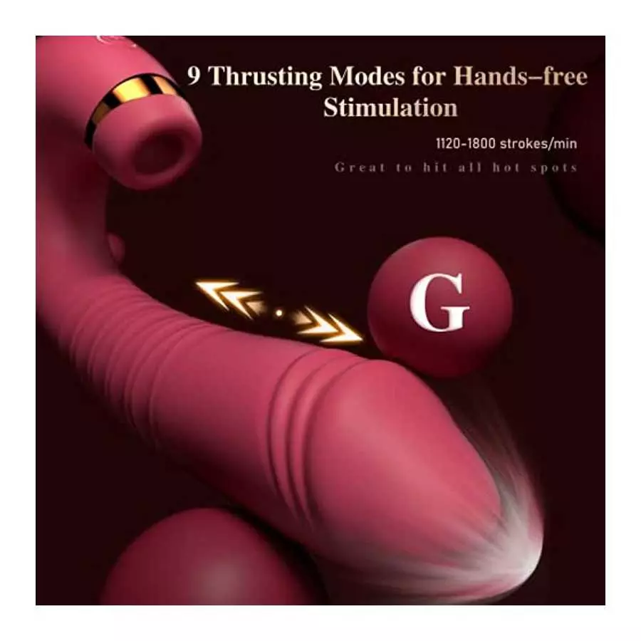 Adult Sex Toys Women Sex Toy - 2in1 Upgrade Thrusting Dildo with 9 Air Pulsing Suctions & 9 Thrusting Vibrator Bullet Vibrating 