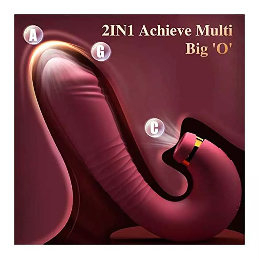 Adult Sex Toys Women Sex Toy - 2in1 Upgrade Thrusting Dildo with 9 Air Pulsing Suctions & 9 Thrusting Vibrator Bullet Vibrating 