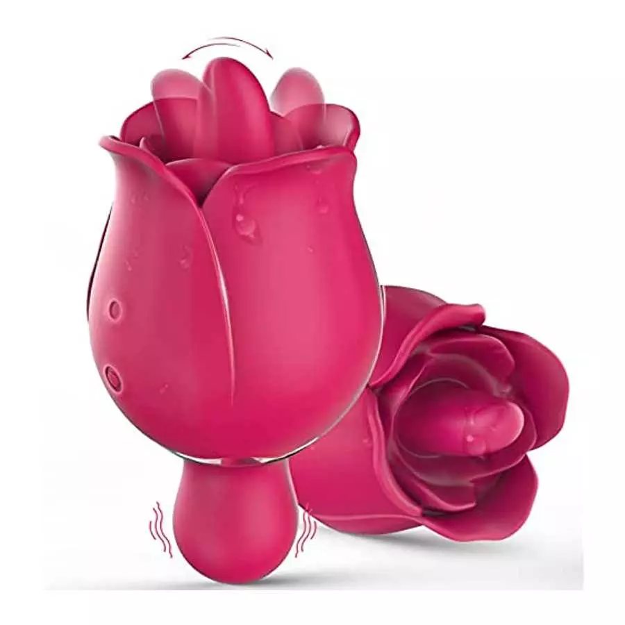 Rose Toy Vibrator for Women, Clitoral Tongue Licking Toy Mini Small Vibrators with 9 Modes & 9 Powerful Vibration, Waterproof Ad