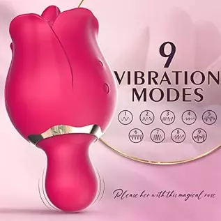 Rose Toy Vibrator for Women, Clitoral Tongue Licking Toy Mini Small Vibrators with 9 Modes & 9 Powerful Vibration, Waterproof Ad