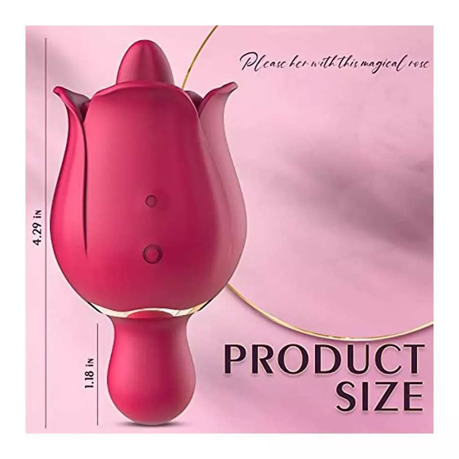Rose Toy Vibrator for Women, Clitoral Tongue Licking Toy Mini Small Vibrators with 9 Modes & 9 Powerful Vibration, Waterproof Ad