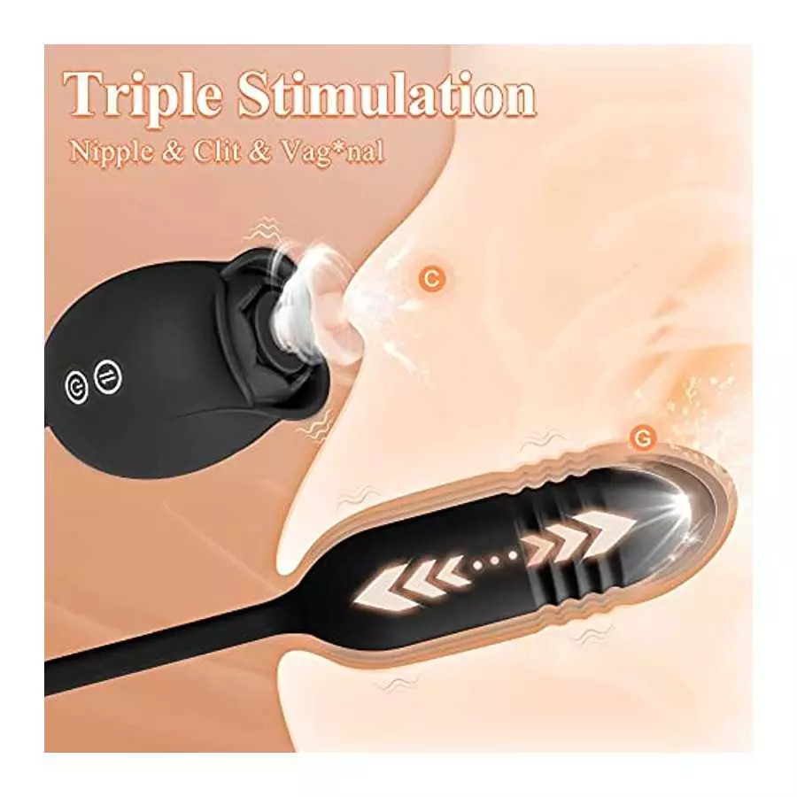 Rose Sex Toys for Women – Rose Toy, Rose Sex Stimulator for Women with 18 Sucking Thrusting Dildo G Spot Vibrator Clitoral Stimu