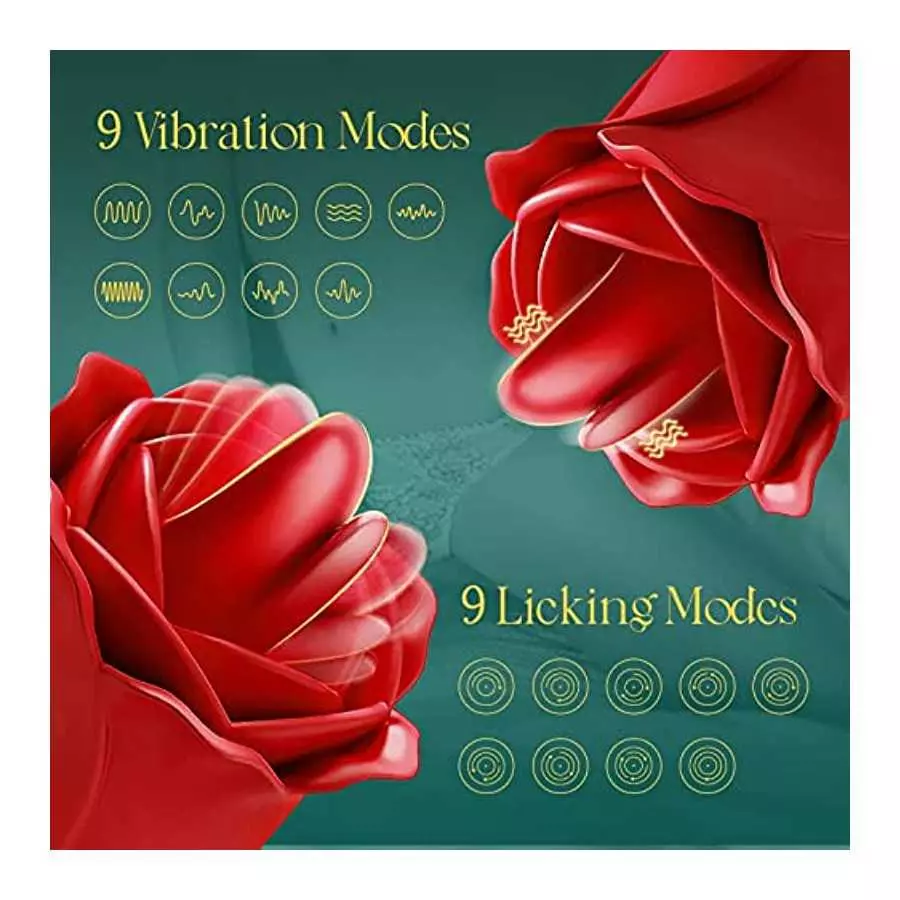 GMOKYY Rose Toy Vibrator Sex Toys for Women, Dual Tongue Adult Toys Rose G Spot Dildo Clit Vibrators Woman Tongue Licking Toys, 