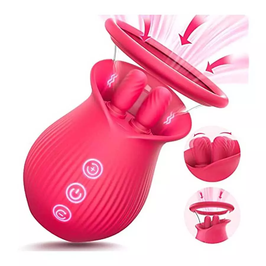 Sex Toys Women Vibrator - Rose Toy Licking Sucking Vibrating Adult Toys with 2 Suction Cups, 3in1 Woman Vibrators Sex Toy Female