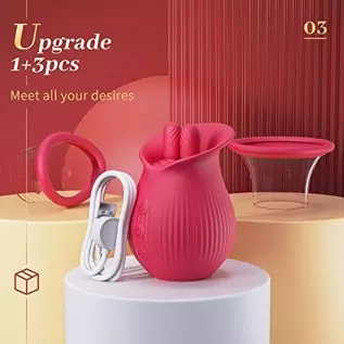 Sex Toys Women Vibrator - Rose Toy Licking Sucking Vibrating Adult Toys with 2 Suction Cups, 3in1 Woman Vibrators Sex Toy Female