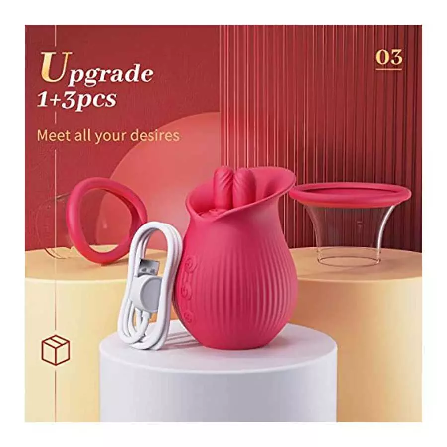 Sex Toys Women Vibrator - Rose Toy Licking Sucking Vibrating Adult Toys with 2 Suction Cups, 3in1 Woman Vibrators Sex Toy Female