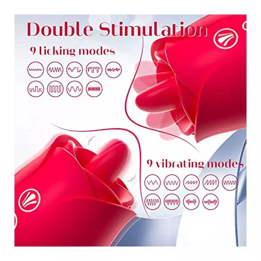 Rose Sex Toys Vibrator for Women - Rose Toy, Rose Sex Stimulator for Women with 9 Tongue Licking & 9 Vibrating Modes, G Spot Vib