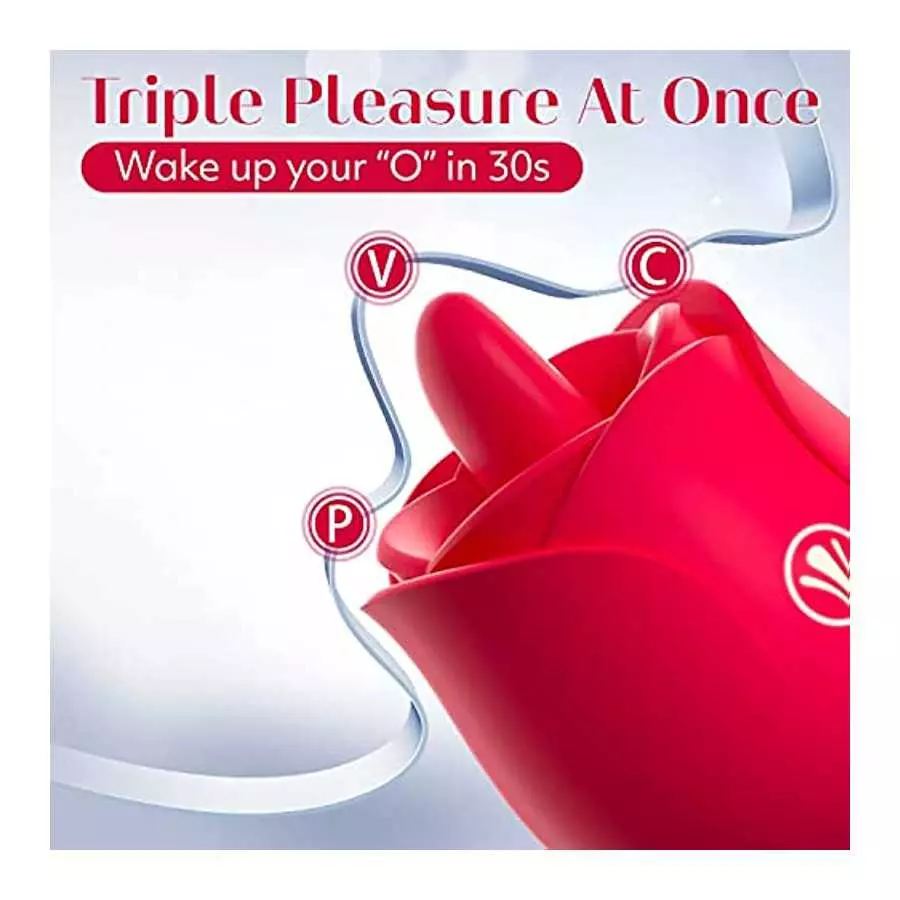 Rose Sex Toys Vibrator for Women - Rose Toy, Rose Sex Stimulator for Women with 9 Tongue Licking & 9 Vibrating Modes, G Spot Vib