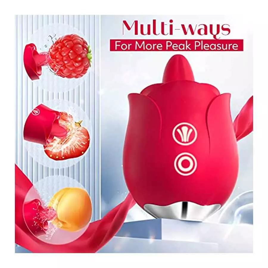Rose Sex Toys Vibrator for Women - Rose Toy, Rose Sex Stimulator for Women with 9 Tongue Licking & 9 Vibrating Modes, G Spot Vib