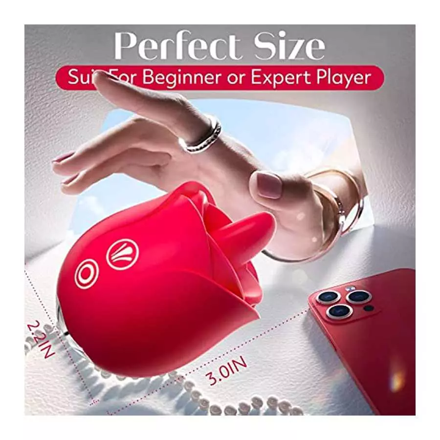Rose Sex Toys Vibrator for Women - Rose Toy, Rose Sex Stimulator for Women with 9 Tongue Licking & 9 Vibrating Modes, G Spot Vib