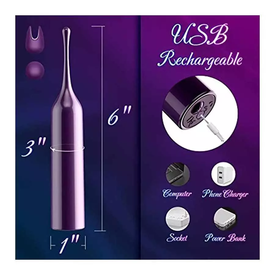 Clitoral Vibrator Sex Stimulator Toy for Women Pleasure, Precision Targeted Nipple Clip Mini Anal Clit Bullet Vibrator with 10 P