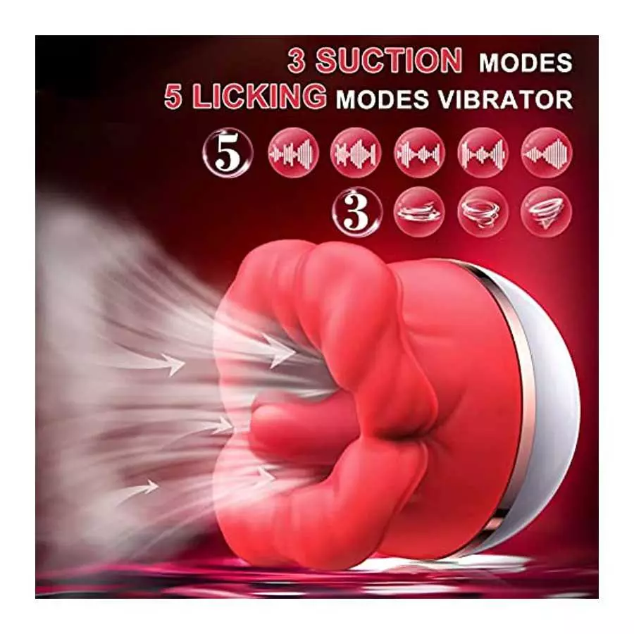 Guxudo Rose Toy for Woman Tongue Licking Suction Vibrator with 3 Suction Modes 5 Vibrations Nipple Toy Clitoral Vibrator Sex Toy