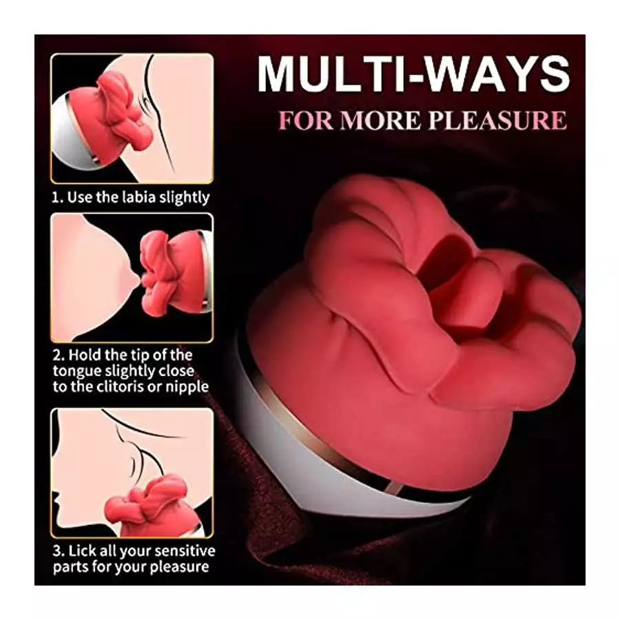 Guxudo Rose Toy for Woman Tongue Licking Suction Vibrator with 3 Suction Modes 5 Vibrations Nipple Toy Clitoral Vibrator Sex Toy