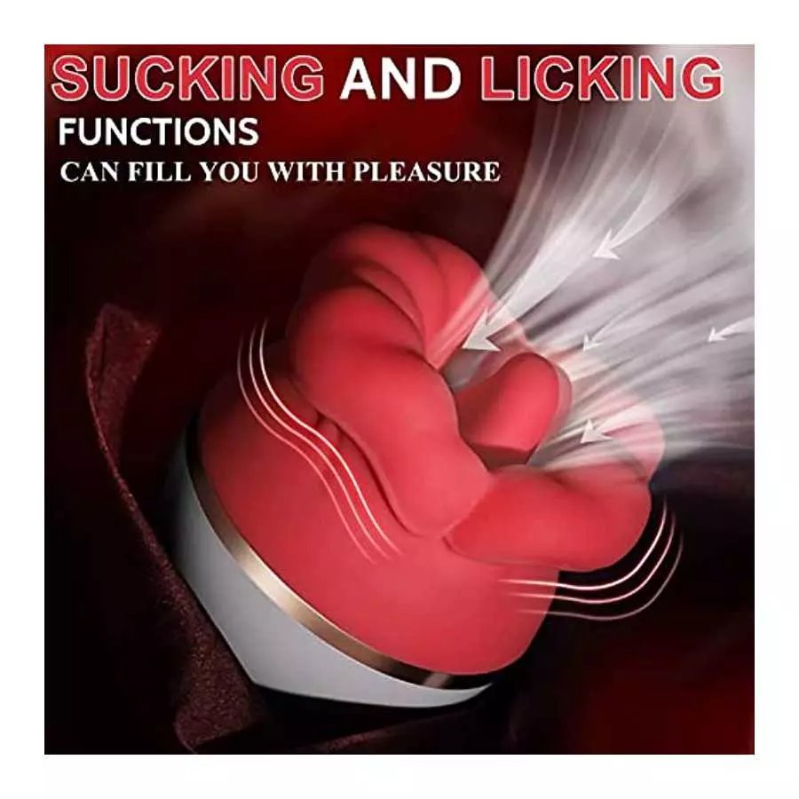 Guxudo Rose Toy for Woman Tongue Licking Suction Vibrator with 3 Suction Modes 5 Vibrations Nipple Toy Clitoral Vibrator Sex Toy