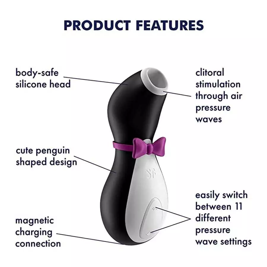 Satisfyer Penguin Air-Pulse Clitoris Stimulator - Non-Contact Clitoral Sucking Pressure-Wave Technology, Waterproof, Rechargeabl