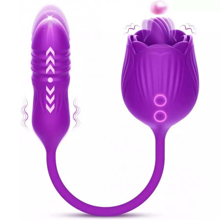 Krumppo Rose Sex Stimulator for Women, 4 in 1 Clitoral Licking Vibrator Thrusting Dildo Anal Plug with 10 Modes, Adult Sex Toys Krumppo Rose Sex Stimulator for Women, 4 in 1 Clitoral Licking Vibrator Thrusting Dildo Anal Plug with 10 Modes, Adult Sex Toys
