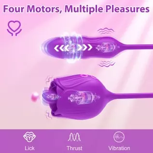 Krumppo Rose Sex Stimulator for Women, 4 in 1 Clitoral Licking Vibrator Thrusting Dildo Anal Plug with 10 Modes, Adult Sex Toys Krumppo Rose Sex Stimulator for Women, 4 in 1 Clitoral Licking Vibrator Thrusting Dildo Anal Plug with 10 Modes, Adult Sex Toys