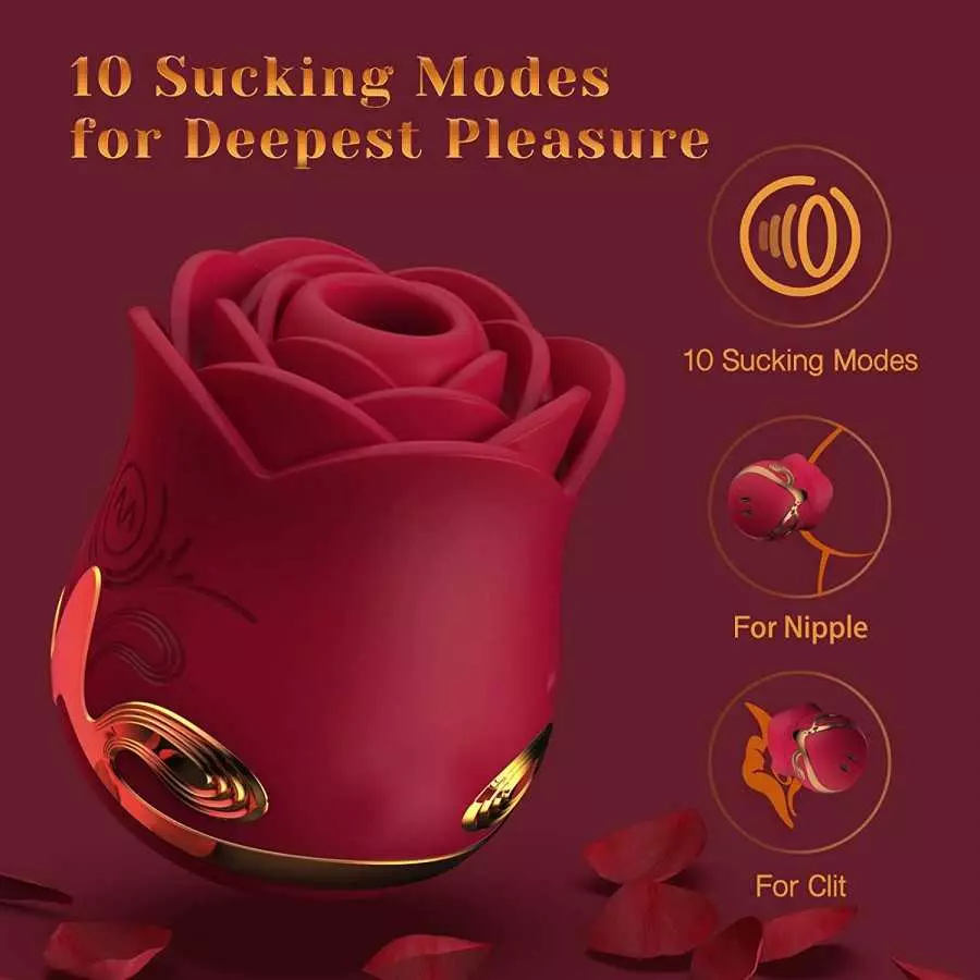 Tracy's Dog Rose Sucking Vibrator for Clit Nipple Stimulation, Adult Oral Sex Toys Stimulator for Women and Couple with 10 Sucti