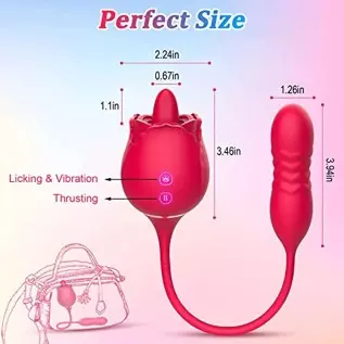 Rose Sex Stimulator for Women, 3 in 1 Clitoral Stimulator Tongue Licking Thrusting G Spot Dildo Vibrator with Butt Plug, Rose To Rose Sex Stimulator for Women, 3 in 1 Clitoral Stimulator Tongue Licking Thrusting G Spot Dildo Vibrator with Butt Plug, Rose To