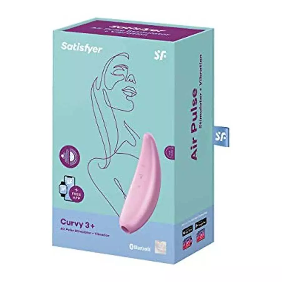Satisfyer Curvy 3+ Air-Pulse Clitoris Stimulating Vibrator with App Control - Clitoral Sucking Pressure-Wave Technology & Vibrat