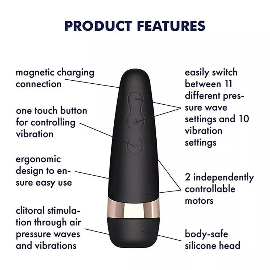 Satisfyer Pro 3+ Air-Pulse Clitoris Stimulating Vibrator - Non-Contact Clitoral Sucking Pressure-Wave Technology & Vibration, Wa