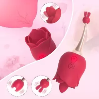 Rose Toy Vibrator for Women, 2 in 1 with 10 Vibration Modes, G Spot Rose and Clitoral Vibrator, High-Frequency Clitoral Tongue L Rose Toy Vibrator for Women, 2 in 1 with 10 Vibration Modes, G Spot Rose and Clitoral Vibrator, High-Frequency Clitoral Tongue L