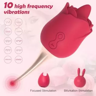 Rose Toy Vibrator for Women, 2 in 1 with 10 Vibration Modes, G Spot Rose and Clitoral Vibrator, High-Frequency Clitoral Tongue L Rose Toy Vibrator for Women, 2 in 1 with 10 Vibration Modes, G Spot Rose and Clitoral Vibrator, High-Frequency Clitoral Tongue L