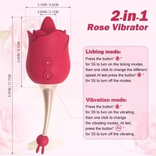 Rose Toy Vibrator for Women, 2 in 1 with 10 Vibration Modes, G Spot Rose and Clitoral Vibrator, High-Frequency Clitoral Tongue L Rose Toy Vibrator for Women, 2 in 1 with 10 Vibration Modes, G Spot Rose and Clitoral Vibrator, High-Frequency Clitoral Tongue L