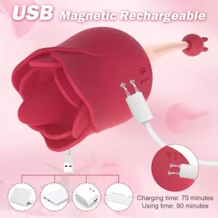 Rose Toy Vibrator for Women, 2 in 1 with 10 Vibration Modes, G Spot Rose and Clitoral Vibrator, High-Frequency Clitoral Tongue L Rose Toy Vibrator for Women, 2 in 1 with 10 Vibration Modes, G Spot Rose and Clitoral Vibrator, High-Frequency Clitoral Tongue L