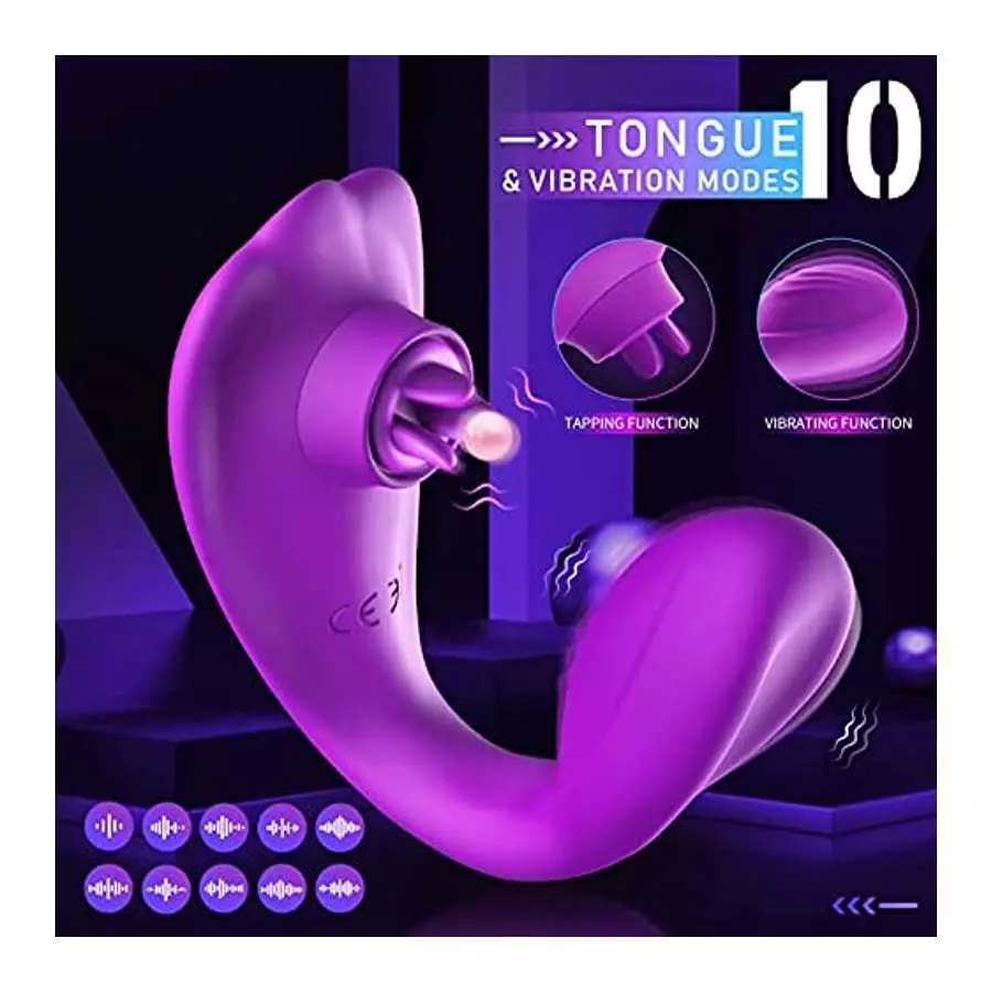Remote Control Vibrator for Couples with 10 Tongue Licking and Vibration Modes,Female Clitoral G Spot Stimulator,Vibrating Sex T